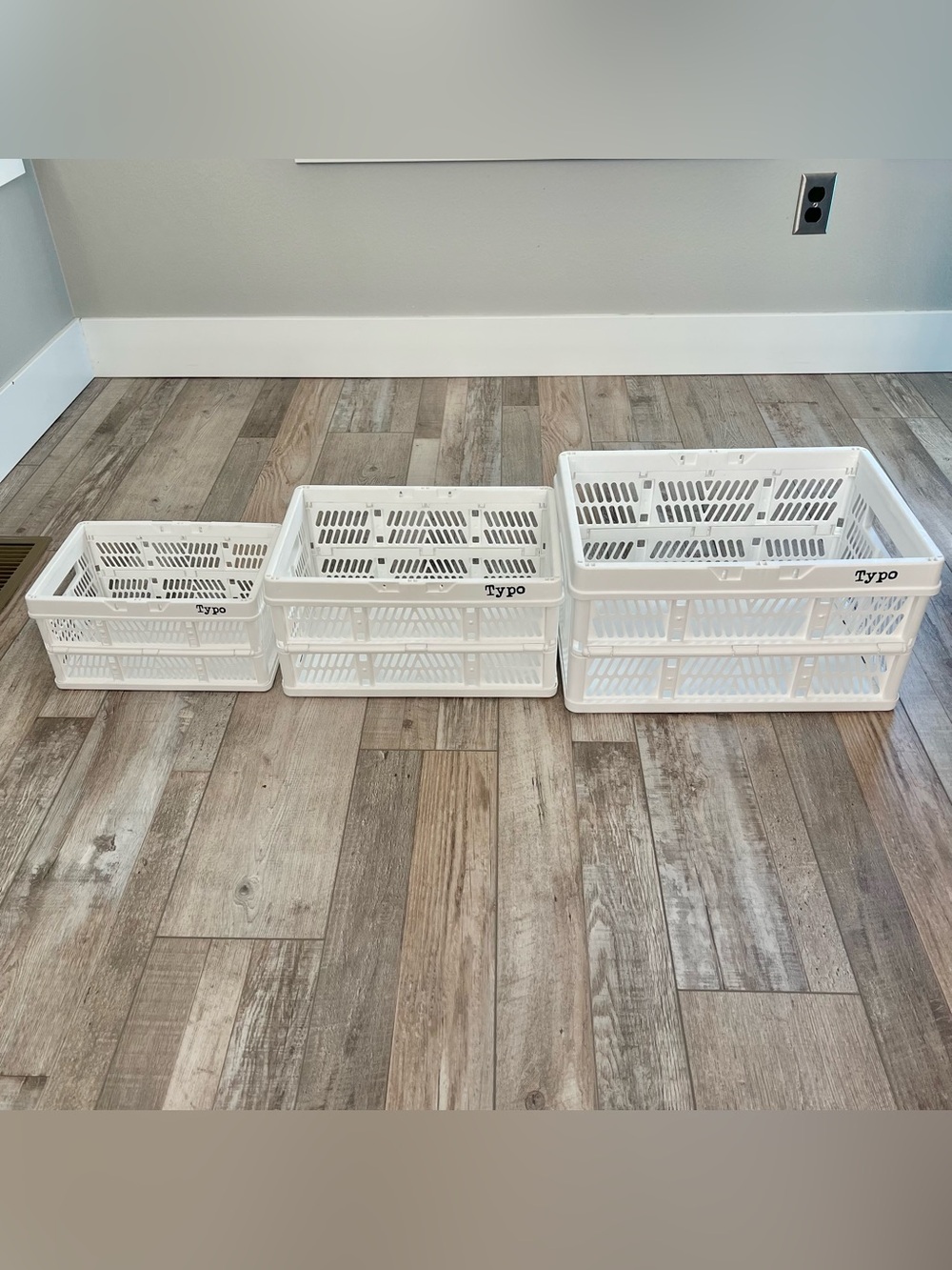 Typo White Collapsible Storage Bins Set of 3